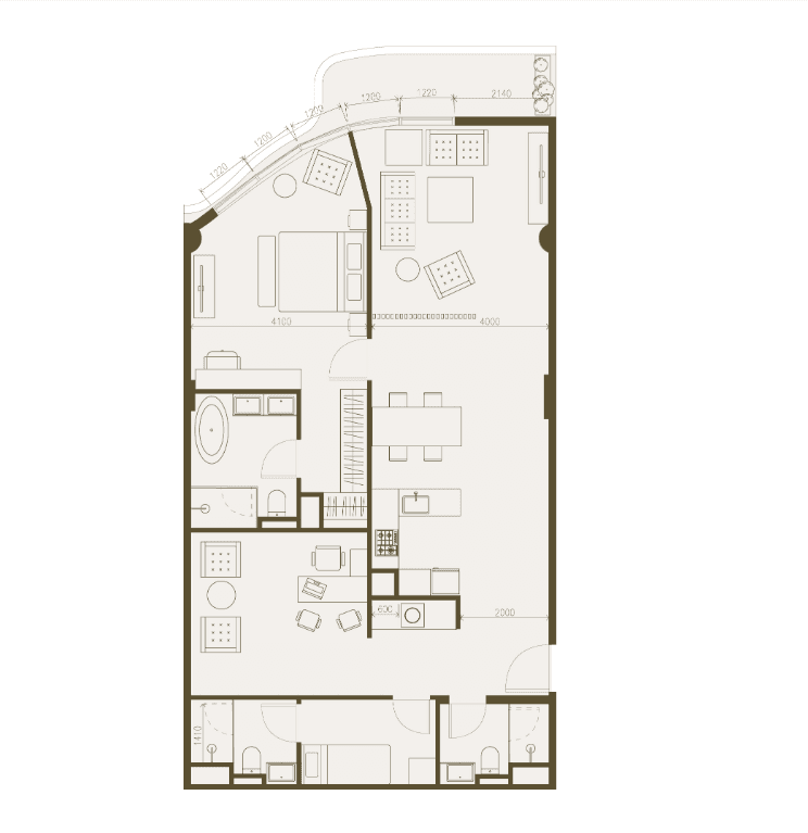 1-BEDROOM+Studio Grundriss